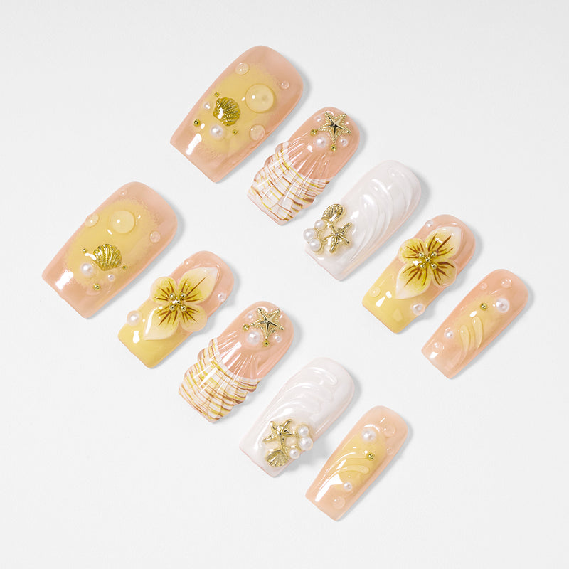 Seaside Blooms   Handmade Nails MG602