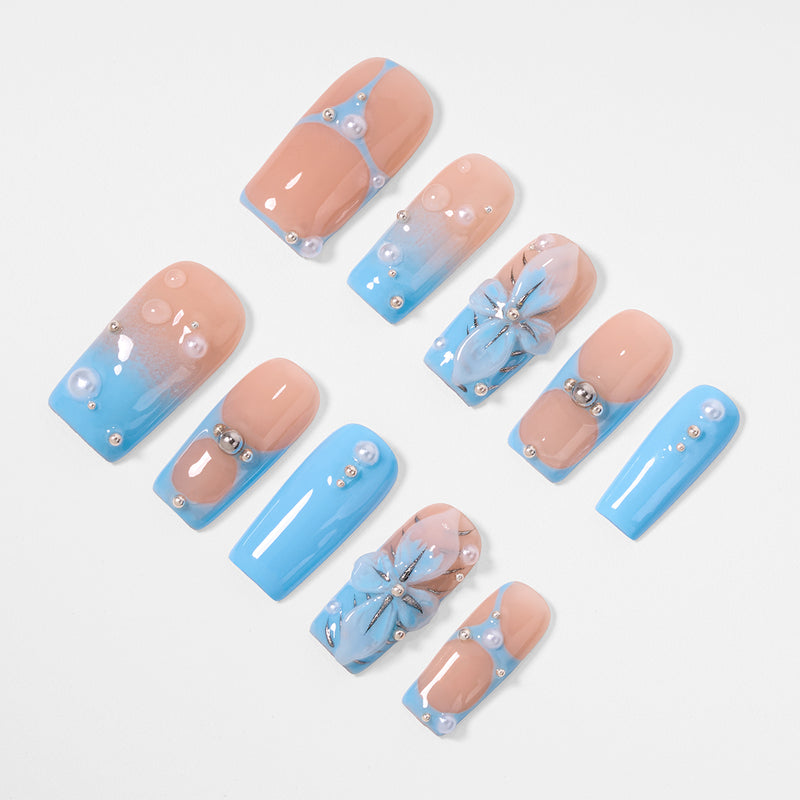 Icy Blue Sweet Dream   Handmade Nails MG605