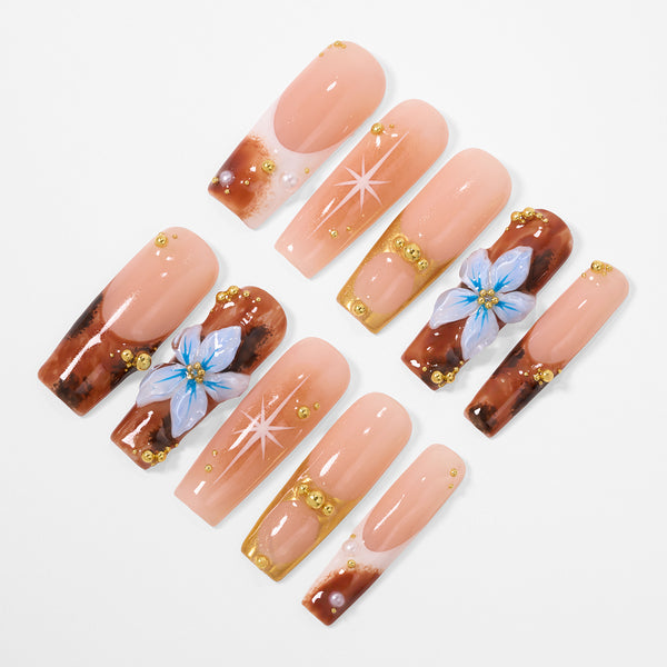 Frosty Caramel  Handmade Nails MG609